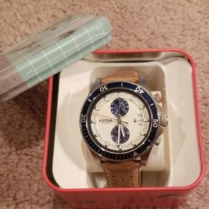 Fossil Wakefield Round Leather Watch